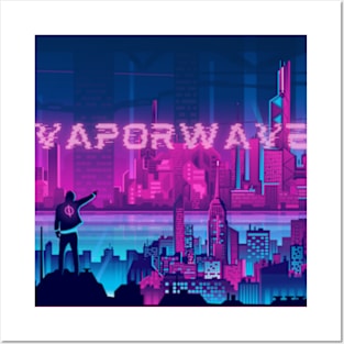 Vaporwave Futuristic Metropolis Posters and Art